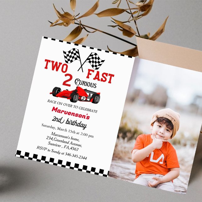 Two fast race car boys 2nd birthday party   invitation (Creator Uploaded)