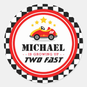 Two fast Race Car party circle Classic Round Sticker