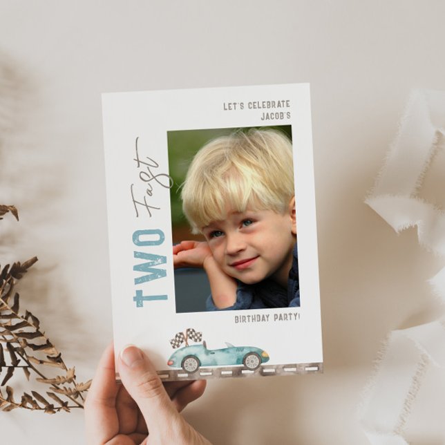 TWO Fast Race Car Photo Birthday Invitation (Creator Uploaded)