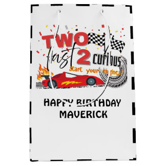Two Fast Race Car Red Birthday Medium Gift Bag