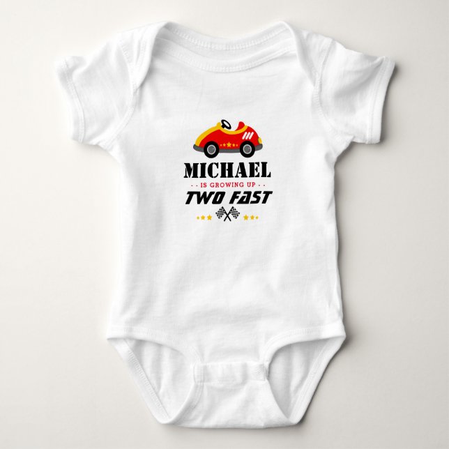 Two Fast Race Car second birthday Baby Bodysuit (Front)