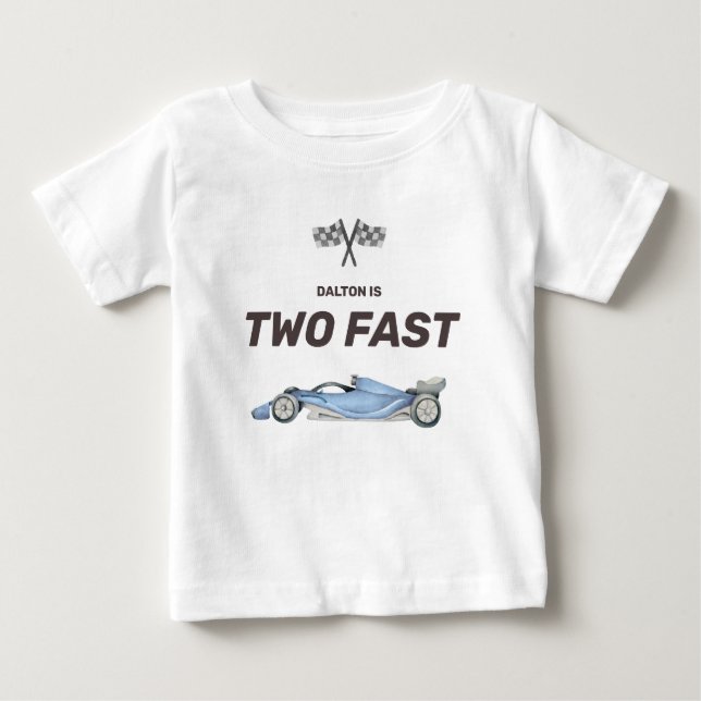 Two Fast Race Car Second Birthday Toddler Baby T-Shirt (Front)