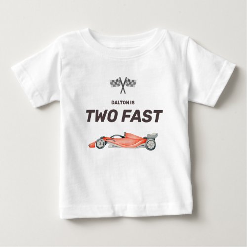 Two Fast Race Car Second Birthday Toddler Baby T_Shirt