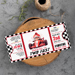 Two Fast Race Car Ticket Pass Second Birthday Invi Invitation at Zazzle