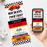 Two Fast Race Car Ticket Pass Second Birthday Invitation at Zazzle