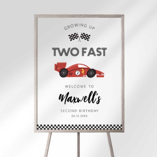 Two Fast Race Car Welcome Sign