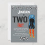 TWO fast racecar themed 2nd birthday party Invitation