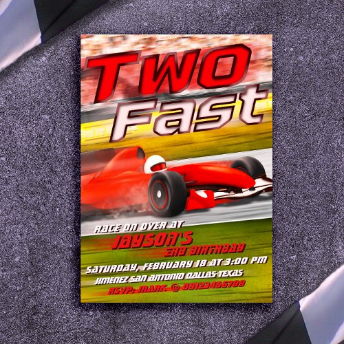 Two Fast _ Racing 2nd Birthday Invitation