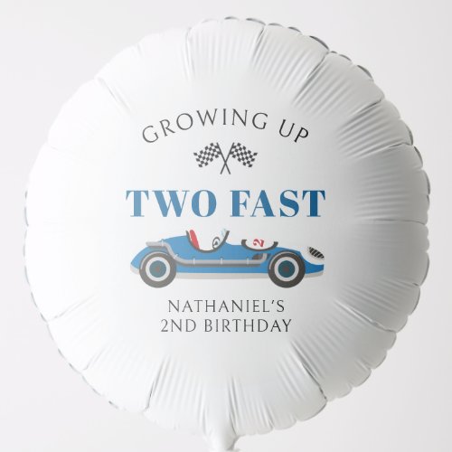 Two Fast Racing Car 2nd Birthday  Balloon