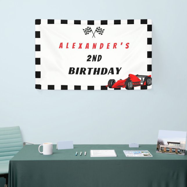 Two Fast Racing Car 2nd Birthday Boy Banner (Tradeshow)