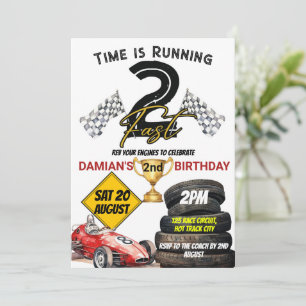 Two Fast Racing Car 2nd Birthday Boy Invitation