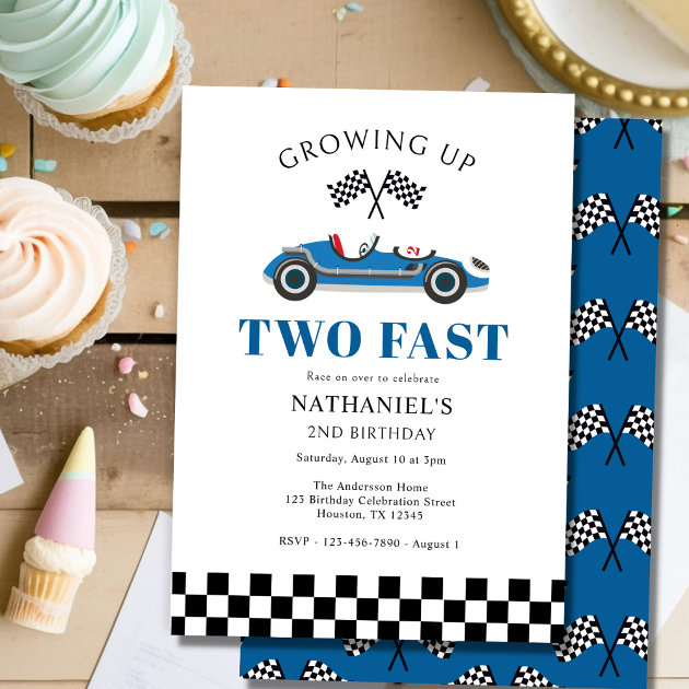 Two Fast Birthday Race Car Party Favors Treat Box, Printable Papercraft Racing Theme Candy Favor Boxes Centerpiece STEEL BLUE / GREY