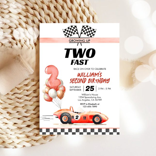 Two Fast Racing Car 2nd Birthday Invitation (Creator Uploaded)