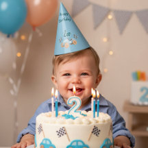 Two Fast Racing Car Boy 2nd Birthday Personalized 