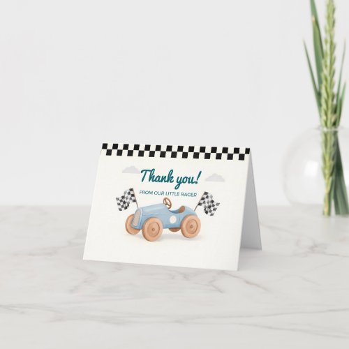 Two Fast Racing Car Boy 2nd Birthday Thank You Car Card