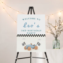 Two Fast Racing Car Boy 2nd Birthday Welcome Sign