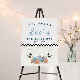 Two Fast Racing Car Boy 2nd Birthday Welcome Sign