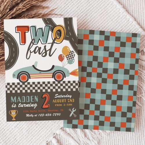 TWO Fast Racing Invitation  TWO Fast Birthday