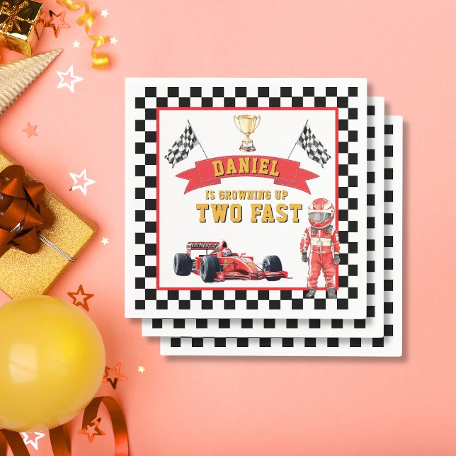 Two Fast Racing Theme Checkered Flag Party Napkins (Creator Uploaded)