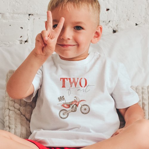 TWO Fast Red Dirt Bike Birthday T_shirt