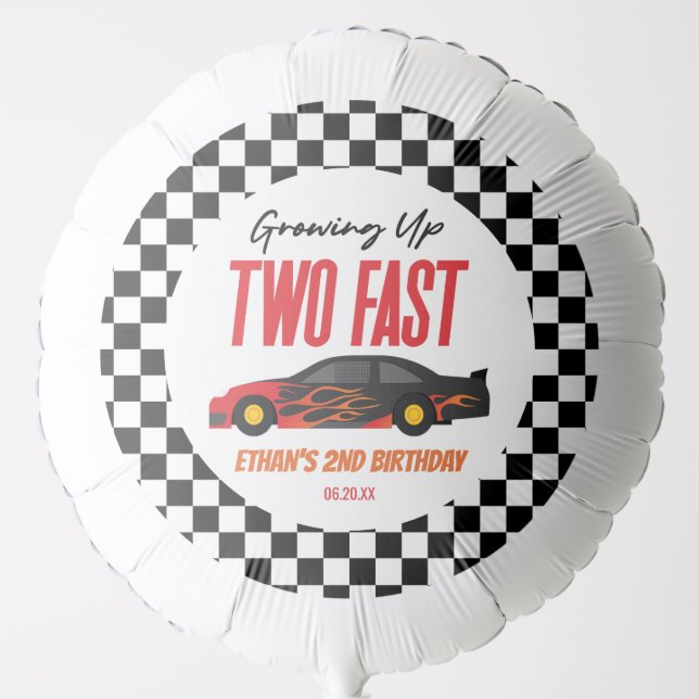 Two Fast Red Flame Race Car 2nd Birthday Party Balloon (Front)