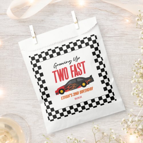 Two Fast Red Flame Race Car 2nd Birthday Party Favor Bag