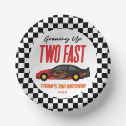 Two Fast Red Flame Race Car 2nd Birthday Party Paper Bowls