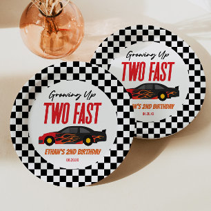 Two Fast Red Flame Race Car 2nd Birthday Party Paper Plates