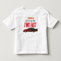 Two Fast Red Flame Race Car 2nd Birthday Party Toddler T-shirt