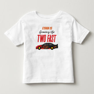 Two Fast Red Flame Race Car 2nd Birthday Party Toddler T-shirt