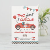 Two Fast Red Race Car 2nd Birthday Party Invitation (Standing Front)