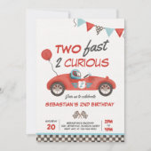 Two Fast Red Race Car 2nd Birthday Party Invitation (Front)
