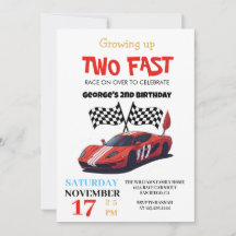 Two Fast Red Race Car 2nd Birthday Party White