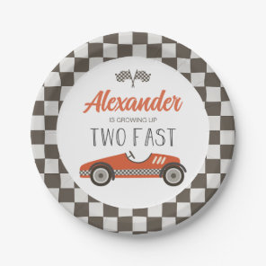 Two Fast red Race Car Birthday Paper Plates