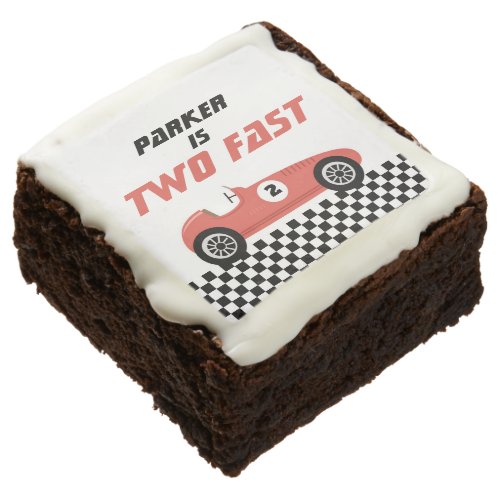  Two Fast Red Race Car Birthday Party Favor Brownie