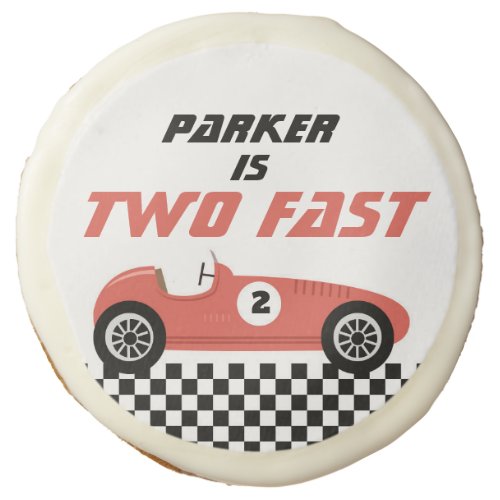  Two Fast Red Race Car Birthday Party Favor Sugar Cookie