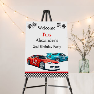 Two Fast Red Race Car  Birthday, Welcome Foam Board