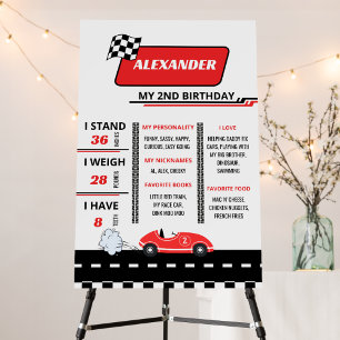 Two fast Red race car boy 2nd birthday milestone Foam Board