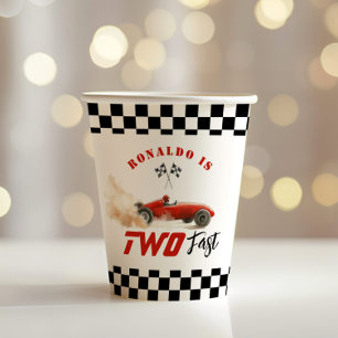 Two Fast Red race car Kids 2nd  Birthday Paper Cups