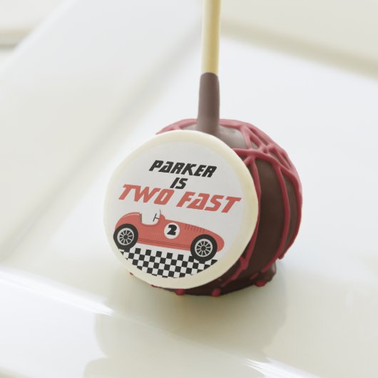  Two Fast Red Race Car Racing Birthday Party Cake Pops (Front Insitu)