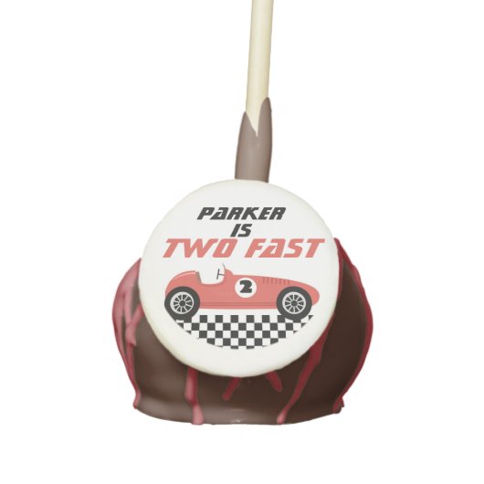  Two Fast Red Race Car Racing Birthday Party Cake Pops (Front)