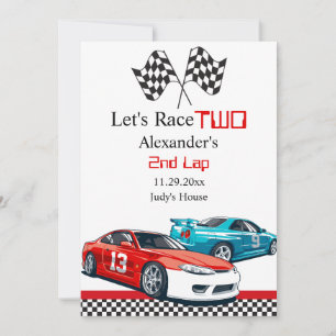 Two Fast Red Race Car Save the Date