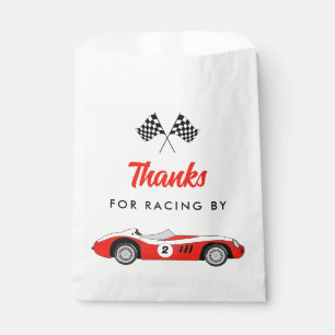 Two Fast Red Vintage Race Car Boy 2nd Birthday Favor Bag