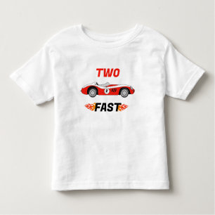 Two Fast Red Vintage Race Car Boy 2nd Birthday Toddler T-shirt