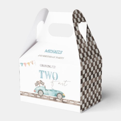 TWO Fast Retro Race Car Birthday Favor Box