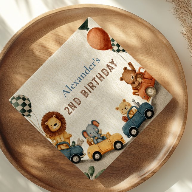 Two Fast Safari Animals 2nd Birthday Napkins (Creator Uploaded)