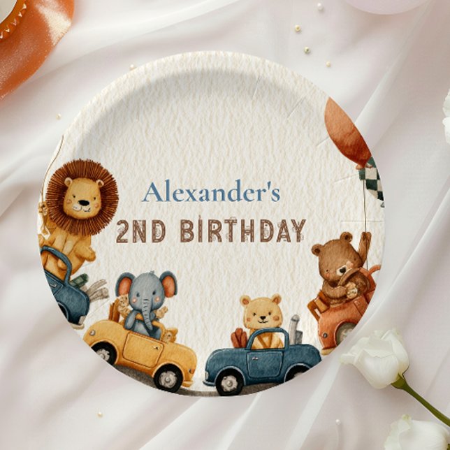 Two Fast Safari Animals 2nd Birthday Paper Plates (Creator Uploaded)