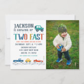 Two Fast Second Birthday Photo Invitation (Front)