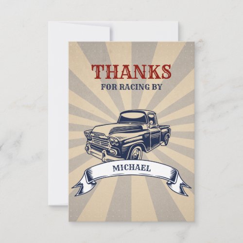 TWO Fast Second Birthday Theme Boy Cars Thank You Card