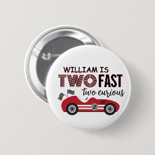 Two Fast Two Curious 2nd Birthday Button